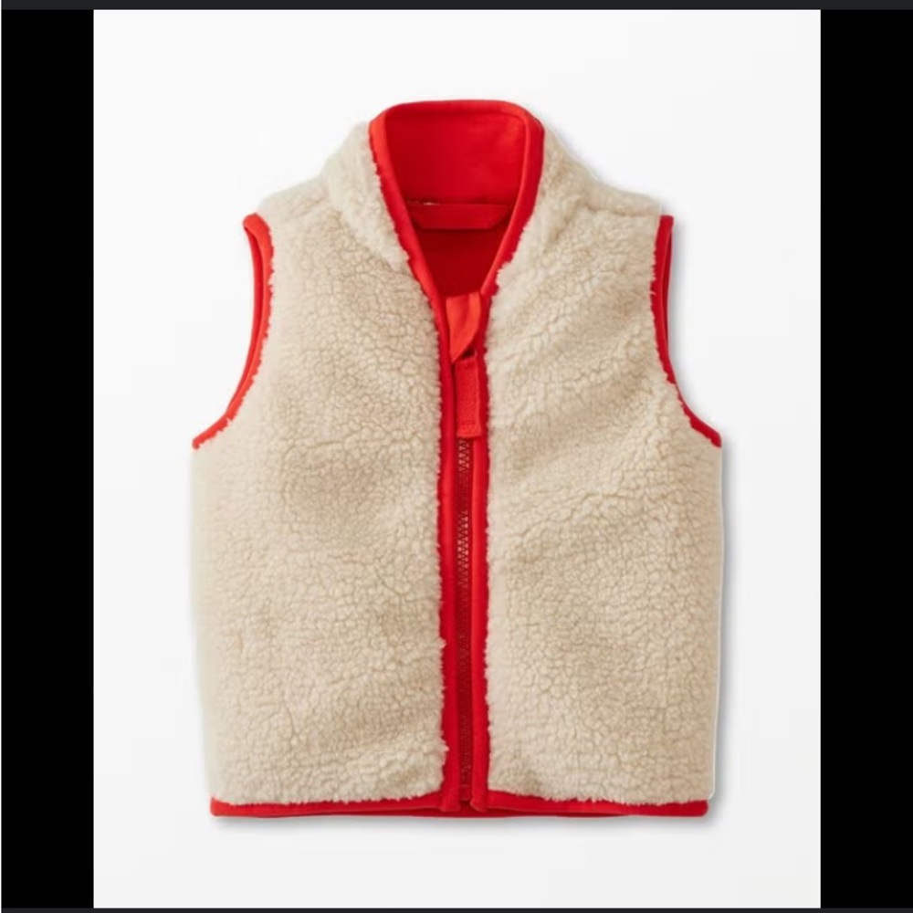 👶toddlers Hanna Andersson Red Sherpa Vest size 6-12months